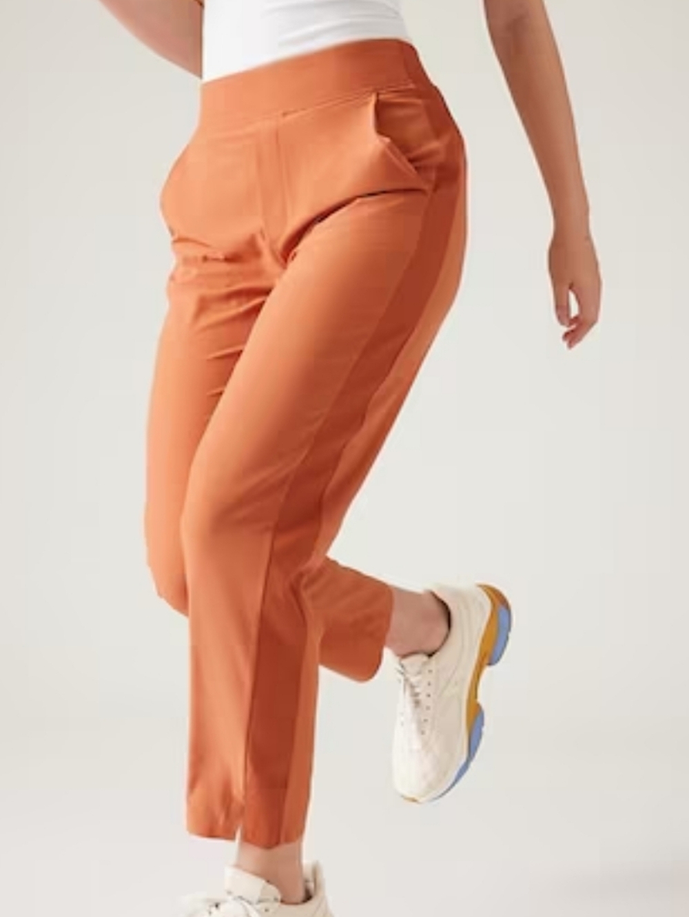 Athleta Brooklyn Ankle Women's 18 Rust Straight-Leg Pants Notch Ankle